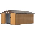 Outsunny Outdoor Storage Shed Yellow 11′ x 13′ Galvanized Steel - Image 2