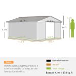 Outsunny Outdoor Storage Shed Yellow 11′ x 13′ Galvanized Steel - Image 5