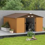 Outsunny Outdoor Storage Shed Yellow 11’×13′ Galvanized Steel - Image 4