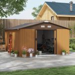 Outsunny Outdoor Storage Shed Yellow 11’×13′ Galvanized Steel - Image 3