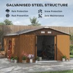 Outsunny Outdoor Storage Shed Yellow 11’×13′ Galvanized Steel - Image 6