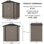 Patiowell 10 ft. W x 12 ft. D Galvanized Steel Outdoor Storage Shed, 119 sq. ft. - Image 7