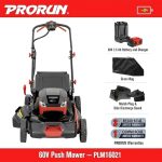 PRORUN 60V 21-Inch Steel Deck Cordless Push Lawn Mower with 2.5 Ah Battery and Charger - Image 5