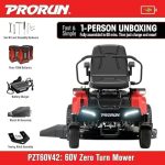PRORUN PZT60V42 60V 42-inch Brushless Electric Zero Turn Riding Lawn Mower - Image 8