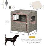 Rattan Dog Crate, Wicker Dog Cage with Lockable Door and Soft Washable Cushion, Dog Kennel Furniture for Small Sized Dogs, Grey - Image 3