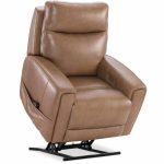 Raze Leather Power Lift Recliner With Articulating Headrest And Lumbar In Light Brown - Image 17