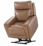 Raze Leather Power Lift Recliner With Articulating Headrest And Lumbar In Light Brown - Image 7