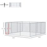 Silver Outdoor Dog Kennel Galvanized Chain Link Fence Heavy Duty Pet Run House Chicken Coop with Secure Lock Mesh Sidewalls for Backyard, Silver - Image 3