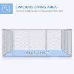Silver Outdoor Dog Kennel Galvanized Chain Link Fence Heavy Duty Pet Run House Chicken Coop with Secure Lock Mesh Sidewalls for Backyard, Silver - Image 4