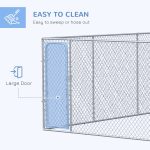 Silver Outdoor Dog Kennel Galvanized Chain Link Fence Heavy Duty Pet Run House Chicken Coop with Secure Lock Mesh Sidewalls for Backyard, Silver - Image 6