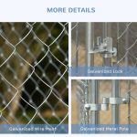 Silver Outdoor Dog Kennel Galvanized Chain Link Fence Heavy Duty Pet Run House Chicken Coop with Secure Lock Mesh Sidewalls for Backyard, Silver - Image 5