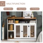 Small and Medium Dog Crate End Table with Extra Storage Space, Dog Crate Furniture with Large Tabletop, Pet Crate with Lockable Door, White - Image 4