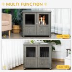 Stylish Dog Kennel, Wooden End Table Furniture with Cushion & Lockable Magnetic Doors, Small Size Pet Crate Indoor Animal Cage, Grey - Image 4