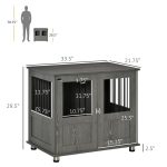 Stylish Dog Kennel, Wooden End Table Furniture with Cushion & Lockable Magnetic Doors, Small Size Pet Crate Indoor Animal Cage, Grey - Image 3