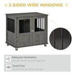 Stylish Dog Kennel, Wooden End Table Furniture with Cushion & Lockable Magnetic Doors, Small Size Pet Crate Indoor Animal Cage, Grey - Image 6