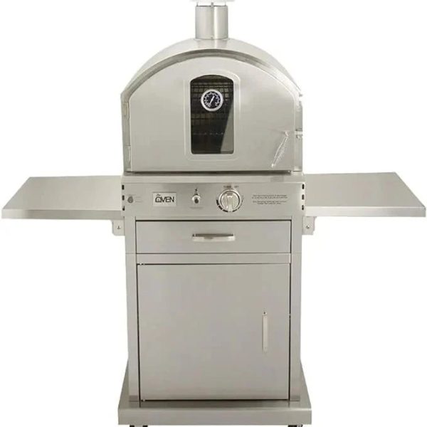 Summerset ‘The Oven’ Outdoor Freestanding Large Capacity Gas Ovens with Pizza Stones, Smoker Box and Mobile Cart, 304 Stainless Steel Construction, Natural Gas - Prioka