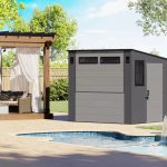 Suncast 8 ft. x 7 ft. Cabana Entertainment Resin Shed with Floor - Image 2