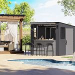 Suncast 8 ft. x 7 ft. Cabana Entertainment Resin Shed with Floor - Image 6