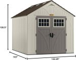 Suncast 8×10 Ft. Outdoor Storage Shed – Large Resin Outdoor Shed with Floor Included, Lockable Double Doors & Skylights. 547 Cu Ft Tremont Garden Resin Sheds for Lawn Tools, Riding Mowers, & Bikes - Image 6