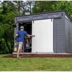 Suncast Modernist 10 ft. x 7 ft. Barn Door Resin Storage Shed - Image 7
