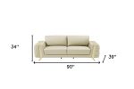 The Aldridge – Beige Italian Leather Sofa with Gold Legs - Image 2