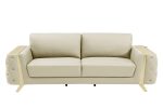 The Aldridge – Beige Italian Leather Sofa with Gold Legs - Image 8