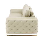 The Aldridge – Beige Italian Leather Sofa with Gold Legs - Image 18