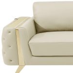 The Aldridge – Beige Italian Leather Sofa with Gold Legs - Image 9
