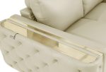 The Aldridge – Beige Italian Leather Sofa with Gold Legs - Image 4