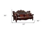 The Beaumont – Brown Faux Leather Sofa with Toss Pillows - Image 5