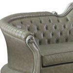 The Elowen – Bone Faux Leather Sofa with Toss Pillows & White Legs - Image 3
