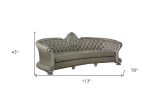 The Elowen – Bone Faux Leather Sofa with Toss Pillows & White Legs - Image 2