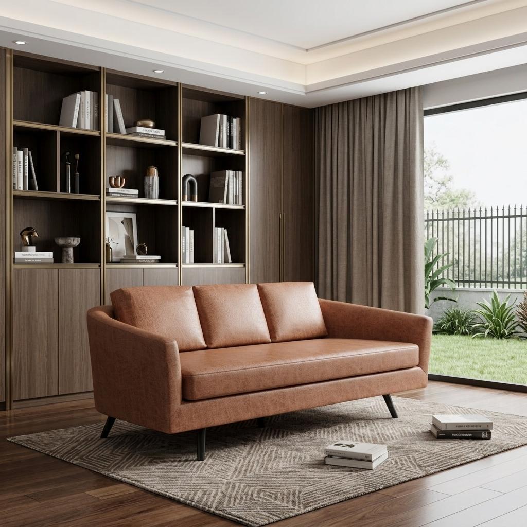 the-harrow-brown-faux-leather-sofa-8568354 The Harrow – Brown Faux Leather Sofa - Image 1