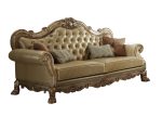 The Kensington – Bone Faux Leather Sofa with Toss Pillows - Image 4