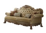 The Kensington – Bone Faux Leather Sofa with Toss Pillows - Image 3