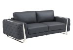 The Langford – Gray Italian Leather Sofa with Silver Legs - Image 7