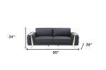 The Langford – Gray Italian Leather Sofa with Silver Legs - Image 2