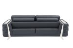 The Langford – Gray Italian Leather Sofa with Silver Legs - Image 8