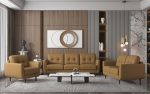 The Longhorn – Orange Leather Sofa with Black Legs - Image 7