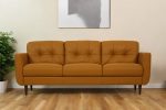 The Longhorn – Orange Leather Sofa with Black Legs