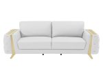 The Monroe – White Italian Leather Sofa with Gold Legs - Image 9