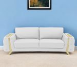 The Monroe – White Italian Leather Sofa with Gold Legs