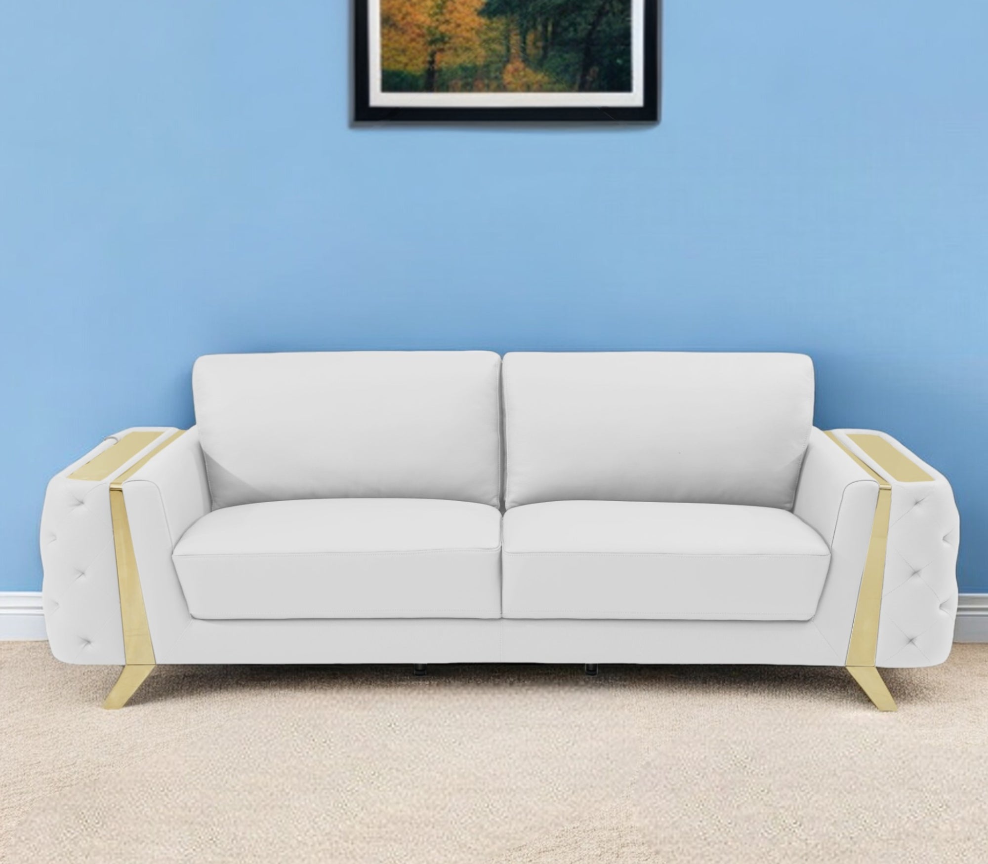 the-monroe-white-italian-leather-sofa-with-gold-legs-4931813 The Monroe – White Italian Leather Sofa with Gold Legs - Image 1