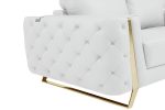 The Monroe – White Italian Leather Sofa with Gold Legs - Image 3