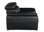 The Nightfall – Black Genuine Leather Sofa with Silver Legs - Image 5