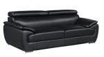 The Nightfall – Black Genuine Leather Sofa with Silver Legs - Image 4