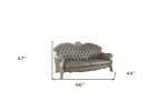 The Oryndal – 96" Bone Faux Leather Sofa with Toss Pillows & White Legs - Image 2