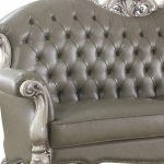 The Oryndal – 96" Bone Faux Leather Sofa with Toss Pillows & White Legs - Image 4