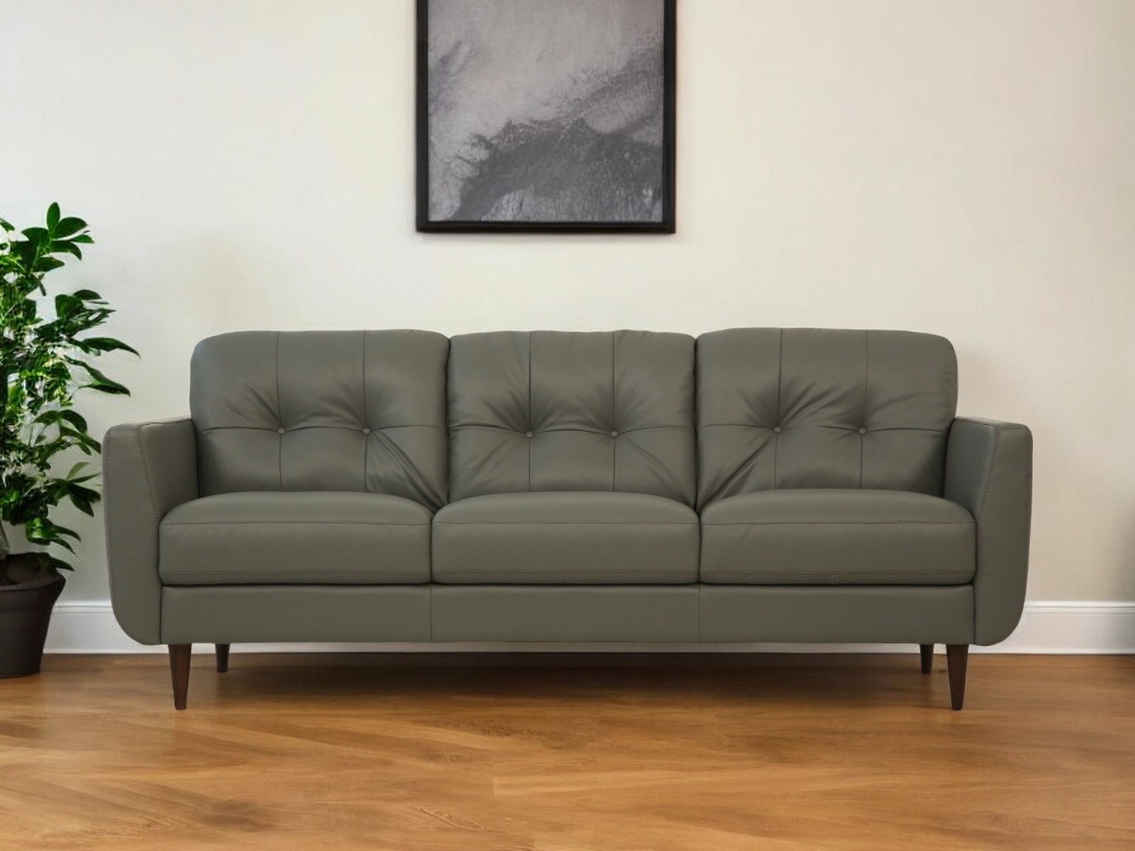 the-rowan-green-leather-sofa-with-black-legs-4007199 The Rowan – Green Leather Sofa with Black Legs - Image 1