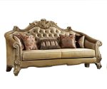 The Versailles – Bone Faux Leather Sofa with Gold Legs - Image 6